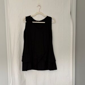 Sleeveless Black Ruffle Hem Tunic